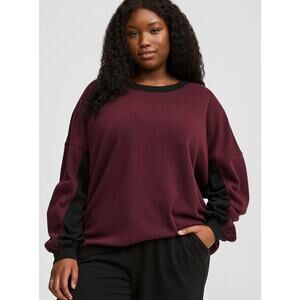Torrid Plus Size 1X Oversized Tunic Sweatshirt Wine Red Cotton Blend